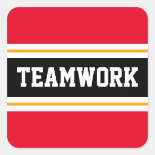 Sticker Carré TRAVAIL D'ÉQUIPE Bright Red Black Orange Racing St