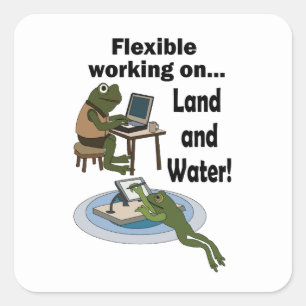 Sticker Carré Travail Flexible Grenouille Bureau Entreprise Humo