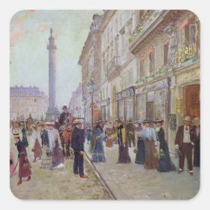 Sticker Carré Travailleurs quittant la Maison Paquin