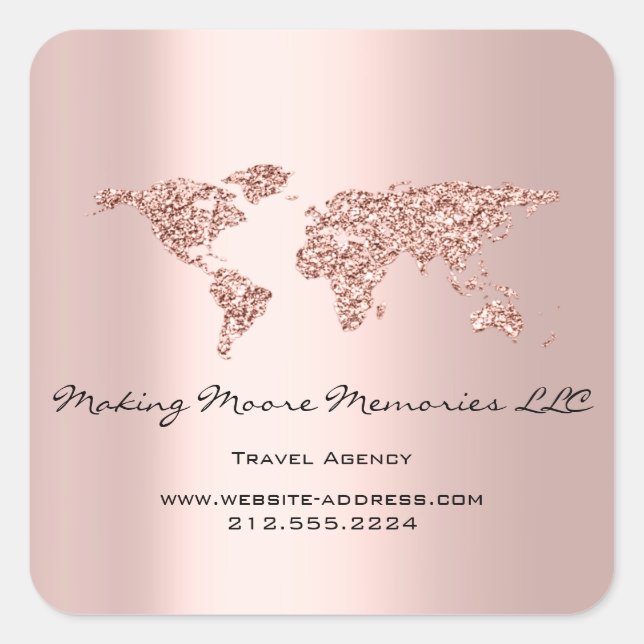 Sticker Carré Travel Blogger Agency Earth Globe Rose Parties sci (Devant)