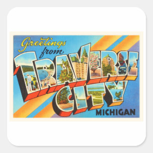 Sticker Carré Traverse City Michigan MI Vintage voyage Souvenir