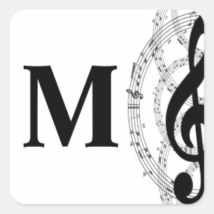 Sticker Carré treble clef musique note musicien monogramme