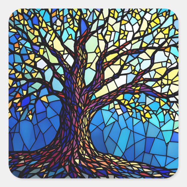 Sticker Carré Tree of Life Shattered Glass Mosaic (Devant)