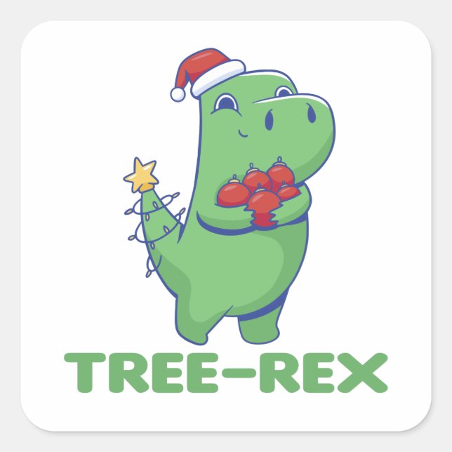 Sticker Carré Tree-Rex Funny Dinosaur (Devant)