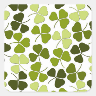 Sticker Carré Trèfle vert dans une variété de nuances