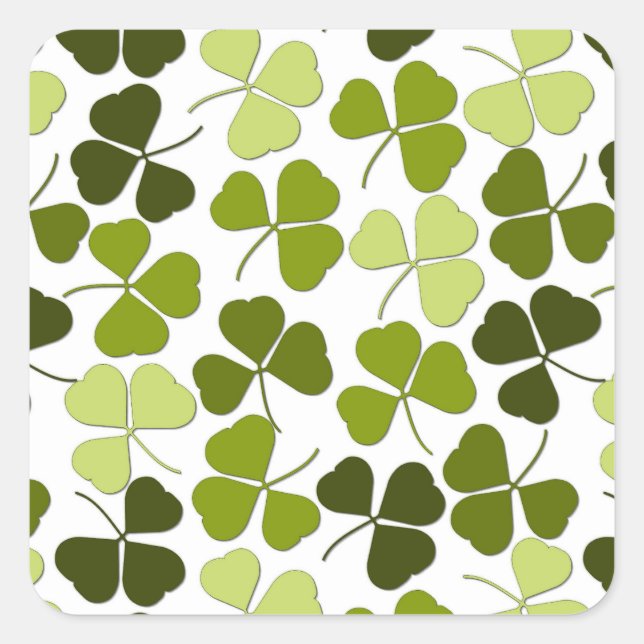 Sticker Carré Trèfle vert dans une variété de nuances (Devant)