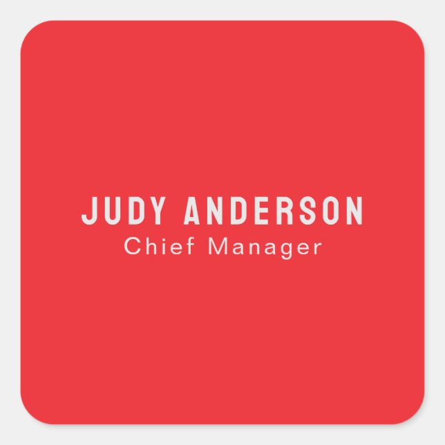 Sticker Carré Trend Bright Red Professional Plain Modern Elegant (Devant)