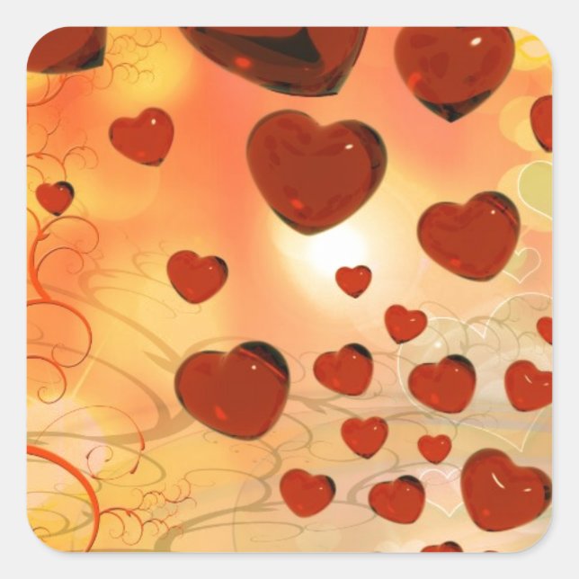 Sticker Carré Trending love coeurs, accessoires. Saint Valentin (Devant)