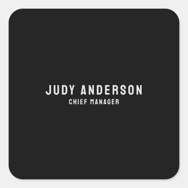 Sticker Carré Trendy Black Professional Plain Modern Elegant (Devant)