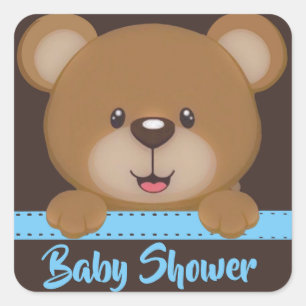 Sticker Carré Trendy mignon Teddy Bear Boy Baby shower