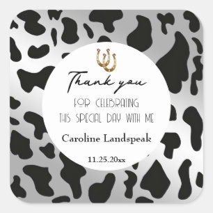 Sticker Carré Trendy Silver Black Cow Spots Merci