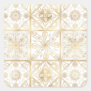 Sticker Carré Trendy Vintage Gold Géométrique Ornament Tile Art