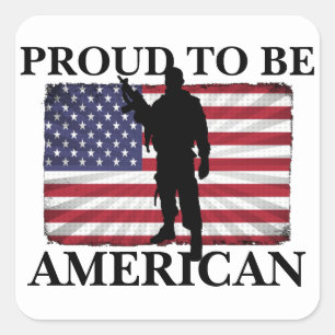 Sticker Carré Très patriotique Fier d'être Américain Drapeau Amé