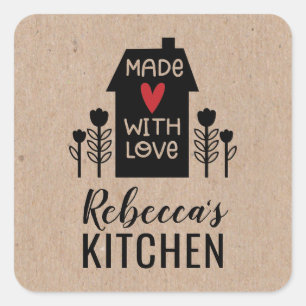 Sticker Carré Très Simple Fabriqué Avec L'Amour Kraft