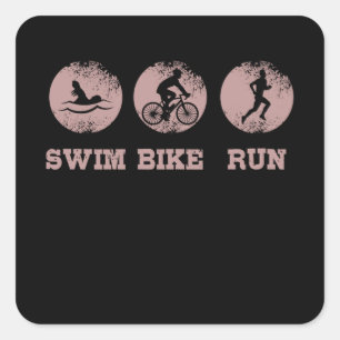 Sticker Carré Triathlète cycliste Triathlon cycliste SWIM BIKE 