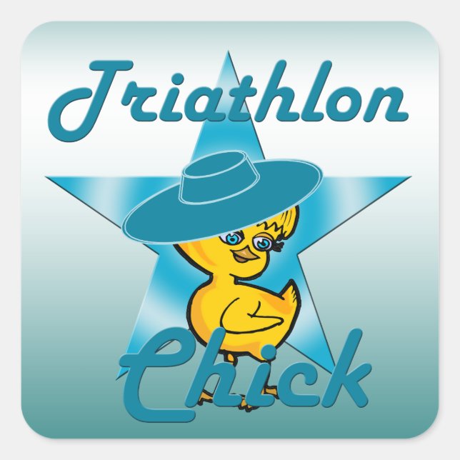 Sticker Carré Triathlon Chick #7 (Devant)