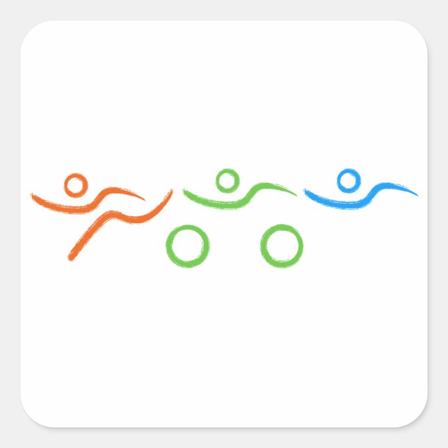 Sticker Carré Triathlon cool et design unique (Devant)