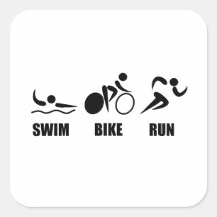 Sticker Carré Triathlon Swim Bike Run