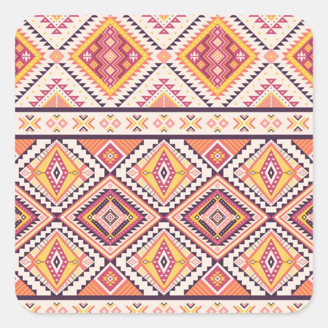 Sticker Carré Tribal Aztec rayé Arrière - plan sans couture (Devant)