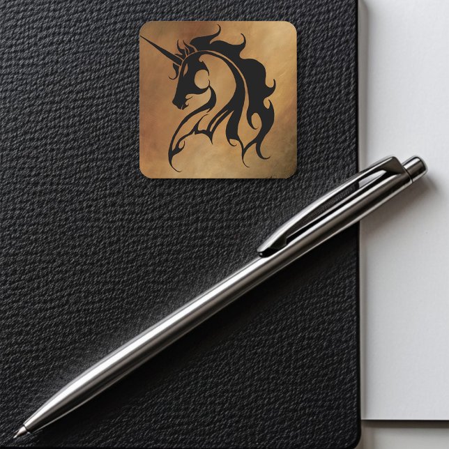 Sticker Carré Tribal Stone Unicorn (Créateur téléchargé)