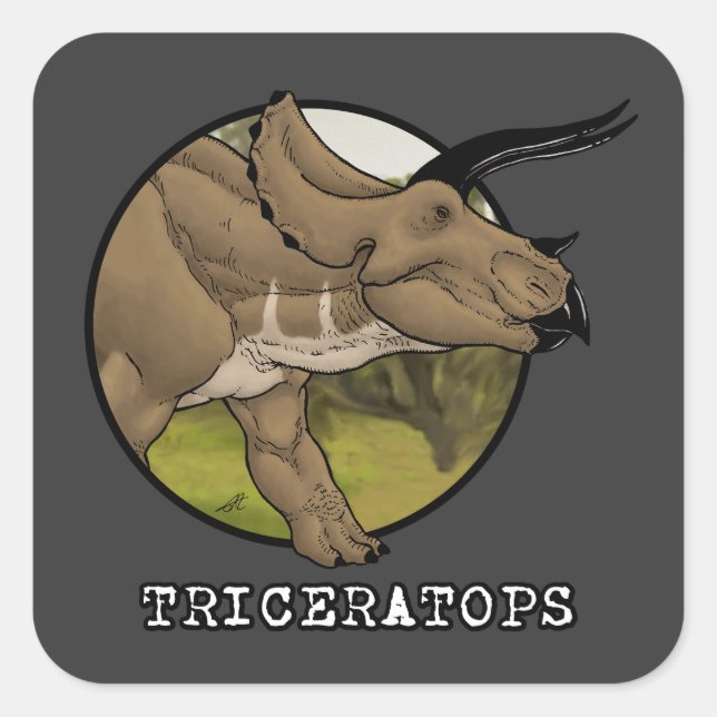 Sticker Carré Tricératops (Devant)