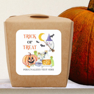Sticker Carré Trick or Treat Halloween Party Favoriser