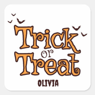 Sticker Carré Trick or Treat Halloween Vintage
