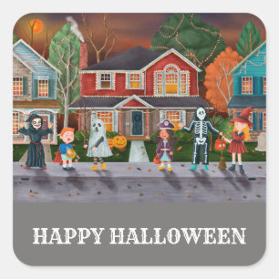Sticker Carré Trick or Treat, Happy Halloween