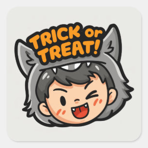 Sticker Carré Trick or Treat ! - Loup-garou 1