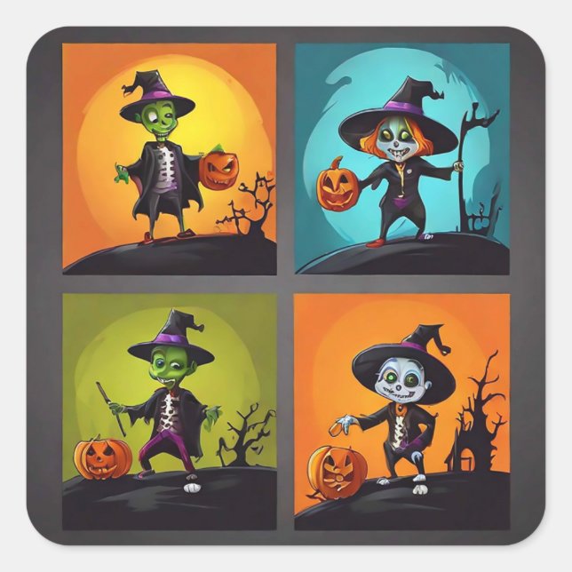 Sticker Carré Trick-or-treaters (Devant)