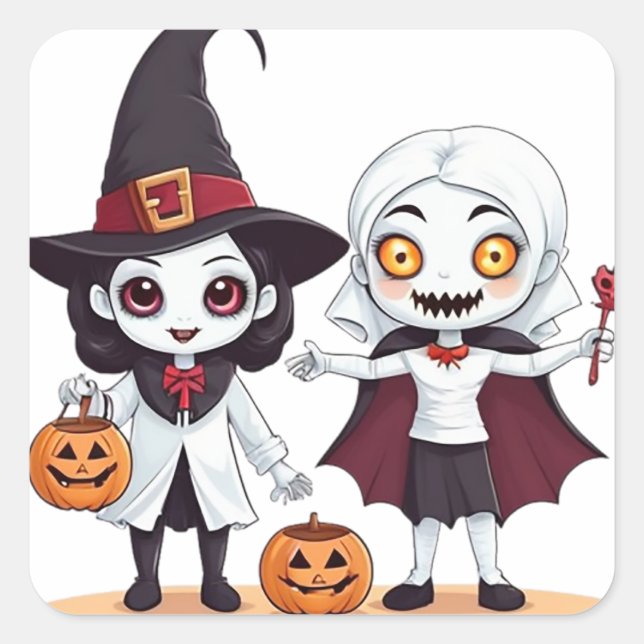 Sticker Carré Trick-or-treaters (Devant)