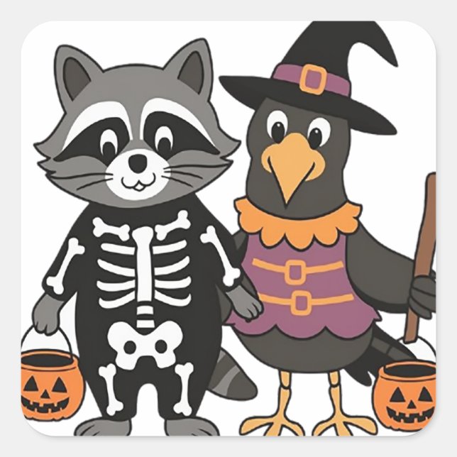 Sticker Carré Trick-or-treaters (Devant)
