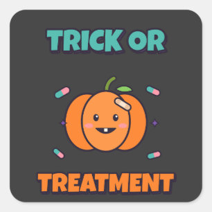 Sticker Carré Trick Or Treatment Infirmière Drôle Halloween Citr