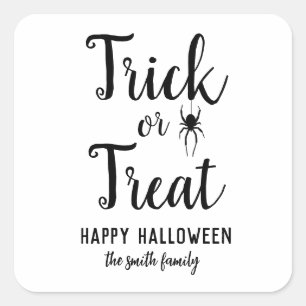 Sticker Carré Trick ou traitement Araignée d'Halloween
