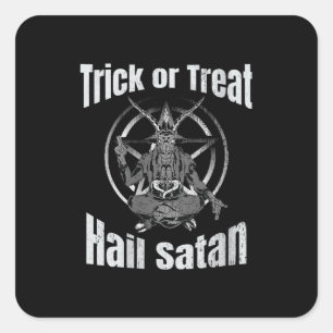 Sticker Carré Trick ou traiter la grêle Satan Pentagram Chèvre
