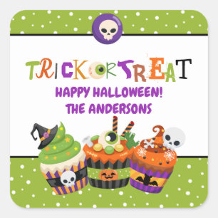 Sticker Carré Trick ou Treat Halloween
