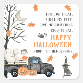 Sticker Carré Trick ou Treat Happy Halloween