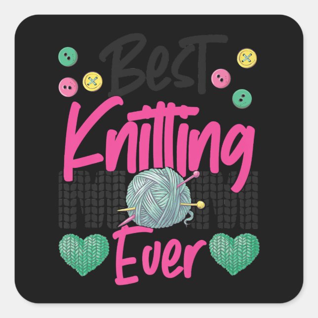 Sticker Carré Tricot Crochet Knit Happer Knitter (Devant)