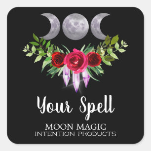 Sticker Carré Trinity Moon Intention Chandelle Spell Jar