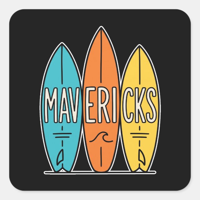 Sticker Carré Trio de planches de surf Mavericks (Devant)