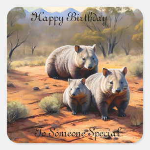 Sticker Carré Trio Extérieur : Wombat Wanderers,