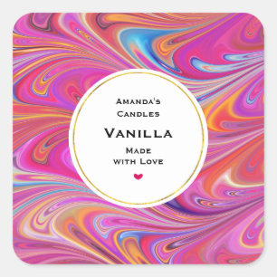 Sticker Carré Trippy Pink et Orange Tourbillonnant Design Craft