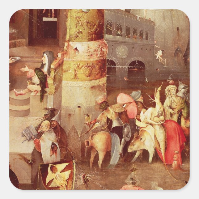 Sticker Carré Triptyque de la tentation de saint Antoine (Devant)