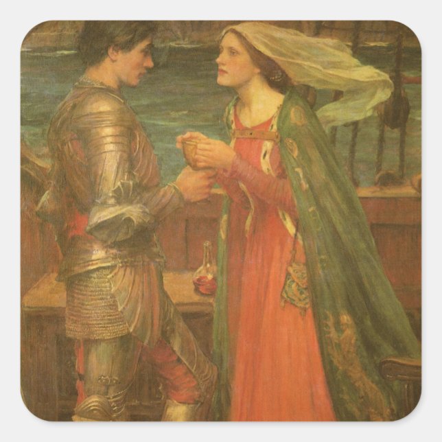 Sticker Carré Tristan et Iseult par John William Waterhouse (Devant)