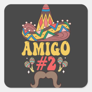 Sticker Carré Trois Amigos Mexicain Drôle Correspondant Cinco De