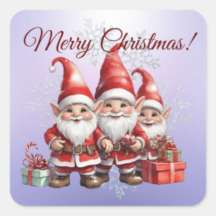 Sticker Carré Trois bro, trois gnomes - Joyeux Noël !
