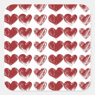Sticker Carré Trois coeurs