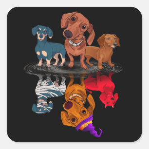 Sticker Carré Trois Dachshunts Reflet Halloween Cadeaux Adultes