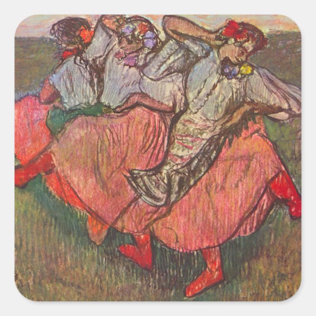 Sticker Carré Trois danseuses russes par Edgar Degas (Devant)