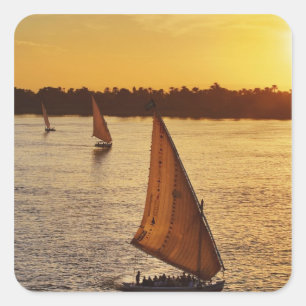 Sticker Carré Trois falukas avec vue sur le Nil au